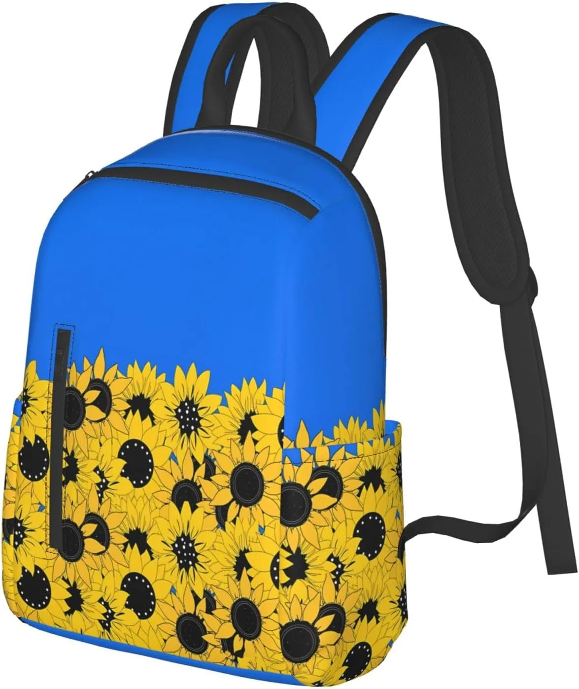 Sunflowers and Blue Ukraine Flag Travel Backpacks Casual Laptop Backpack Sport Rucksack Large Capacity Daypack Multi-Pockets Adjustable Strap Bag for Working Hiking