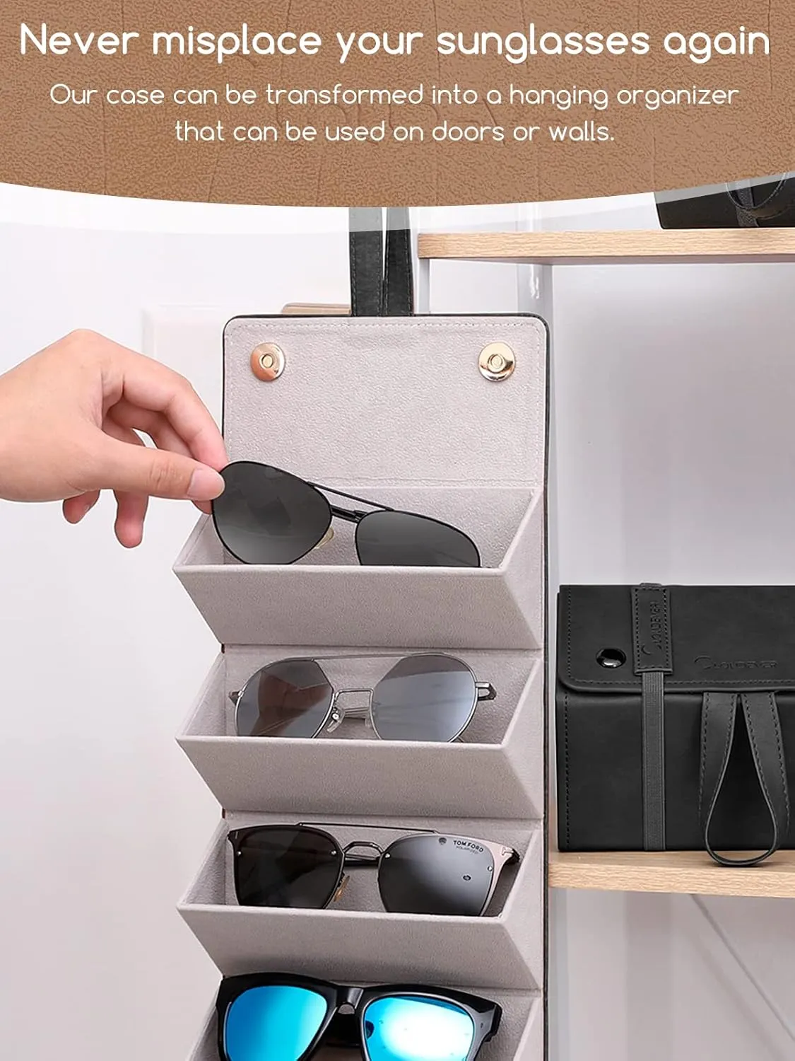 Sunglasses Travel Case Organizer Hangable for Men Women, Eyeglasses Foldable Storage Organizer