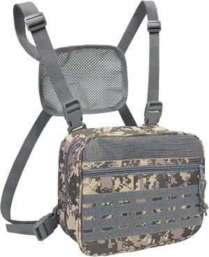 SUNRISING Tactical Chest Rig Bag Modular Tool Bag Tactical Molle Management Bag Detachable Magazine Pouches Plate with Strap Large Capacity Men's Chest Bag for Hunting Running Fly Fishing