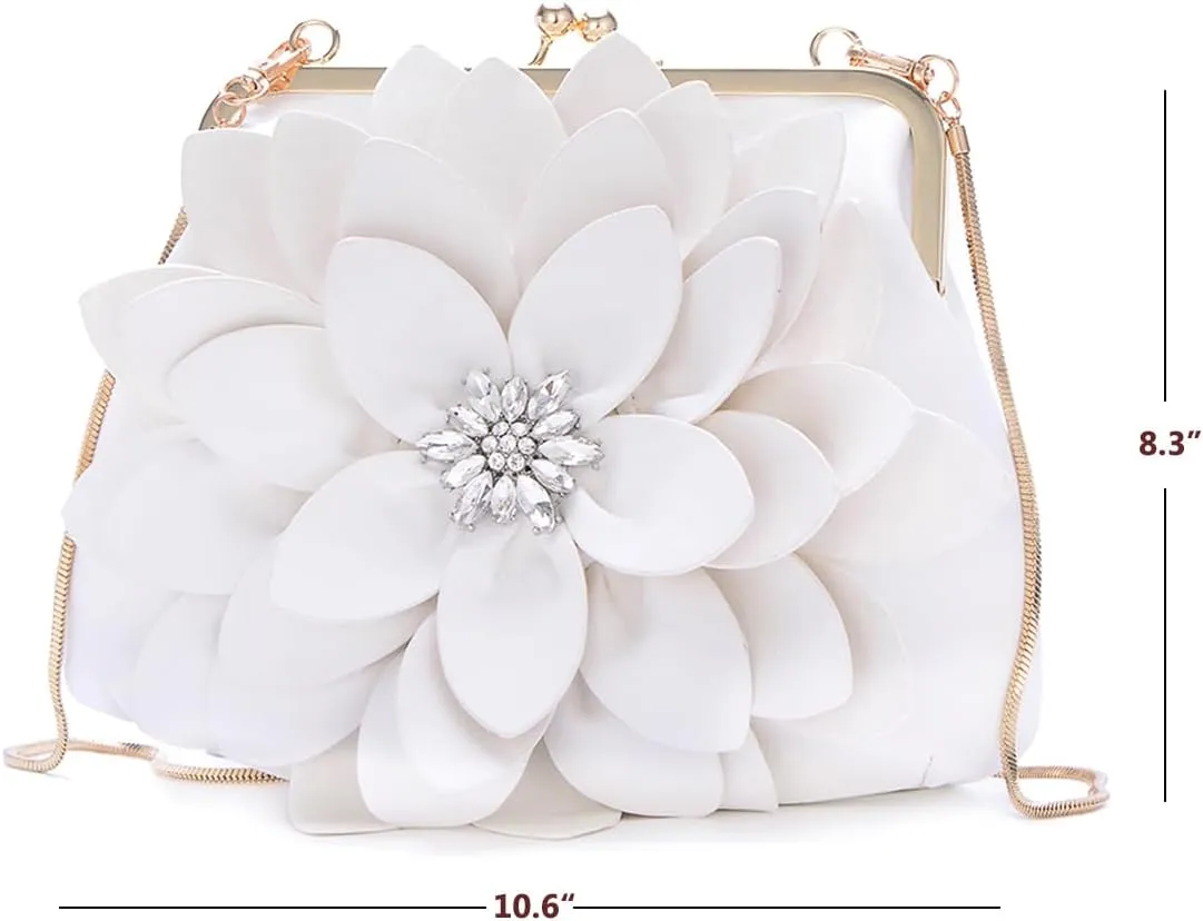 SUNROLAN Women Leather Formal Purses Handbags Chains Shoulder Bag Satchel Purse Floral Wedding Wallets