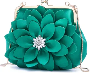SUNROLAN Women Leather Formal Purses Handbags Chains Shoulder Bag Satchel Purse Floral Wedding Wallets