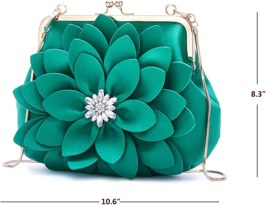 SUNROLAN Women Leather Formal Purses Handbags Chains Shoulder Bag Satchel Purse Floral Wedding Wallets