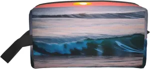 Sunset and Sunrise with Ocean Sea Waves Print Travel Essentials Storage Bag Cosmetic Organizer Pouch Large Capacity Zippered