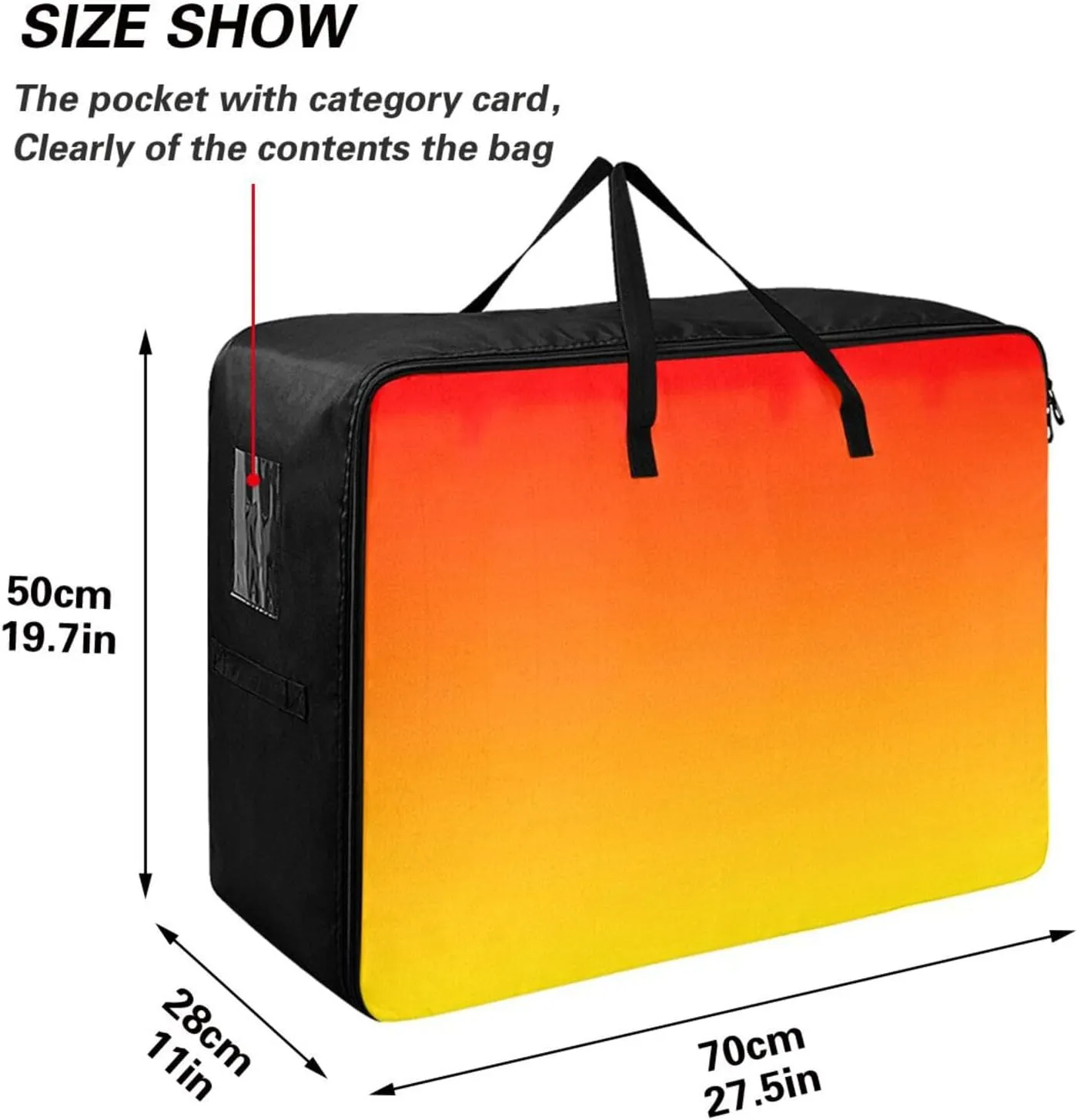 Sunset Gradient Storage Bags, 27.5x19.7x11 In, Garment Storage Organizer Travel Cargo Duffel Bags Storage Organizer for Clothes, Bedding, Comforter