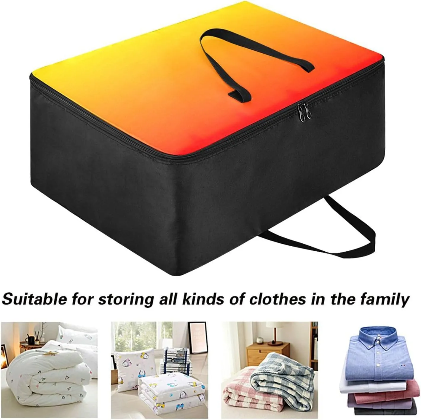 Sunset Gradient Storage Bags, 27.5x19.7x11 In, Garment Storage Organizer Travel Cargo Duffel Bags Storage Organizer for Clothes, Bedding, Comforter