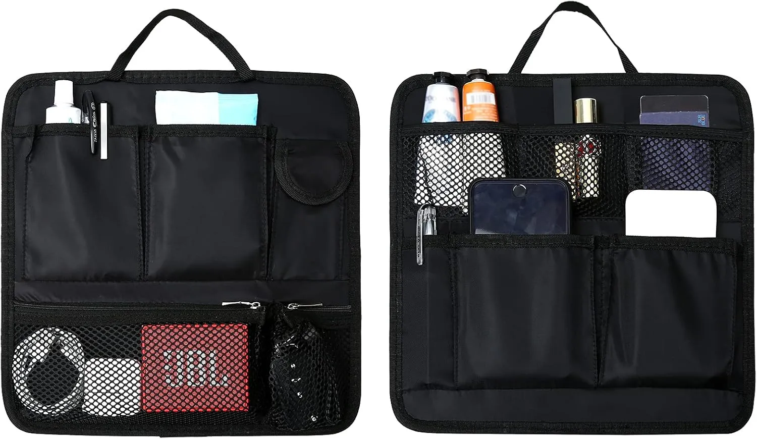 Surblue Backpack Organizer Insert Liner Hanging Travel Rucksack and Handbag Insert Pocket, High-capacity Divider Foldable Nylon Shoulder Bag Organizer for Men and Women,Black-L