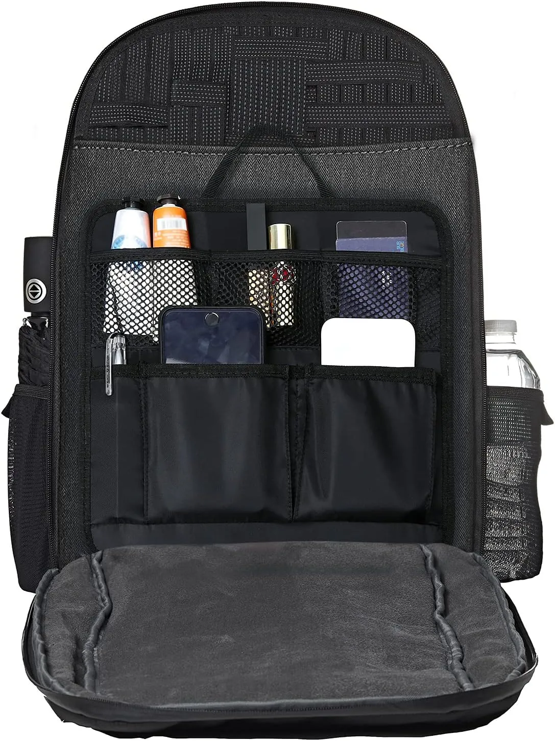 Surblue Backpack Organizer Insert Liner Hanging Travel Rucksack and Handbag Insert Pocket, High-capacity Divider Foldable Nylon Shoulder Bag Organizer for Men and Women,Black-L