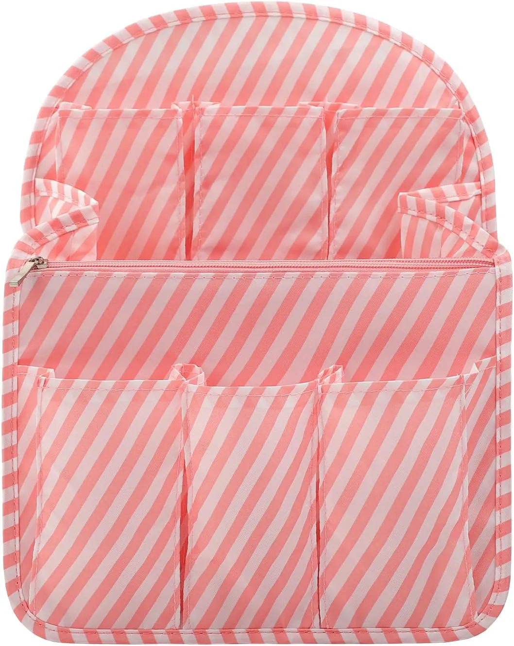 Surblue Backpack Organizer Insert Liner Hanging Travel Rucksack Purse and Handbag Insert Pocket, High-capacity Divider Foldable Nylon Shoulder Bag Organizer for Men and Women, (Pink, L)