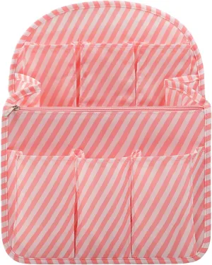 Surblue Backpack Organizer Insert Liner Hanging Travel Rucksack Purse and Handbag Insert Pocket, High-capacity Divider Foldable Nylon Shoulder Bag Organizer for Men and Women, (Pink, L)