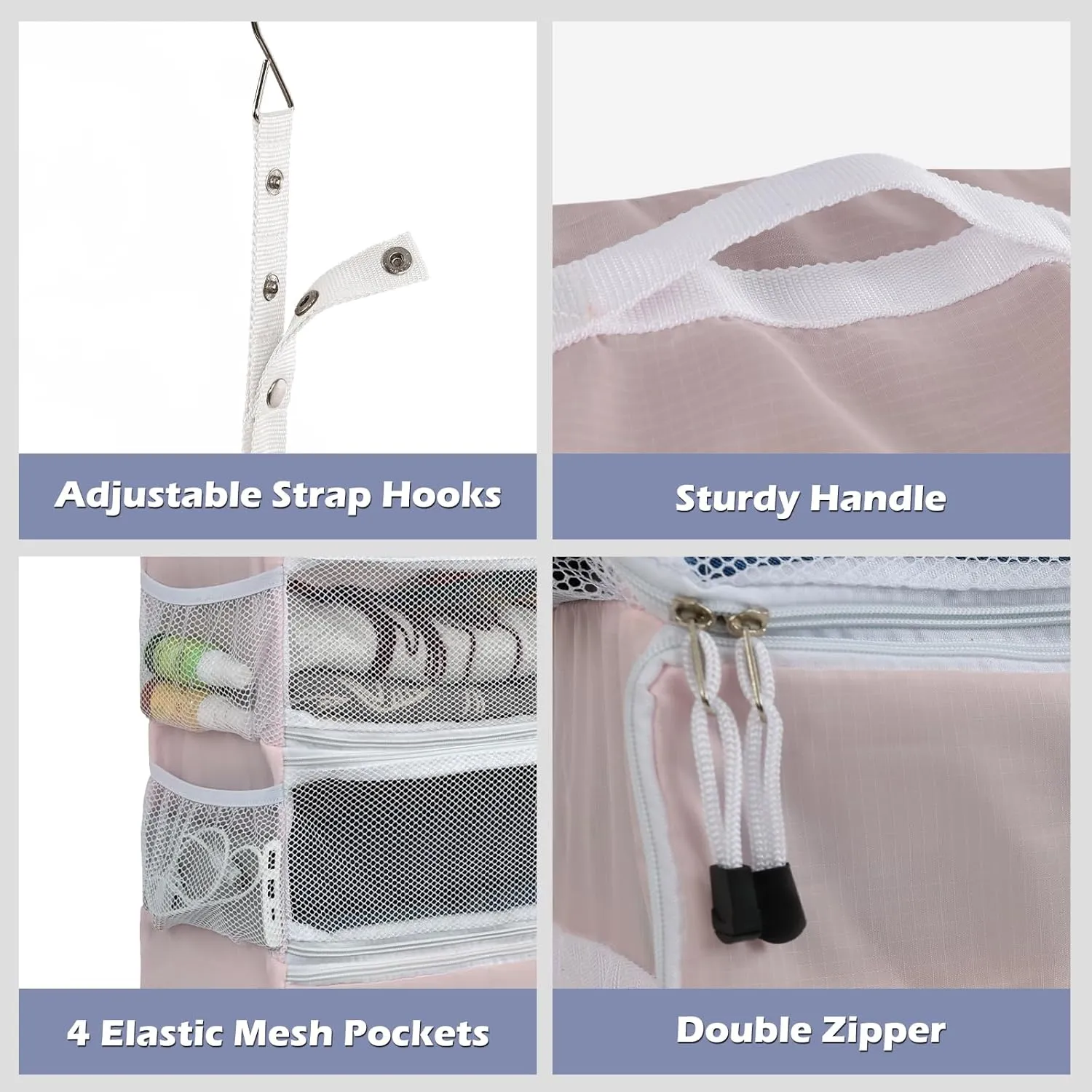 Surblue Travel Hanging Luggage Organizer Portable Suitcase Closet Organizer Multiple Compartments Collapsible Compression Packing Cubes Shelf, Pink, M