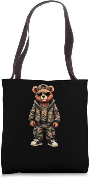Swag Bear Camo Hip Hop Teddy Camouflage Gangsta Tote Bag