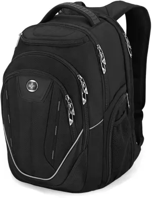 Swissdigital Design Large Travel Backpack For Men, TSA-Friendly Business Laptop Backpack, USB Charging Port，RFID Protection Tech Backpack Fits 15.6Inch Laptop Black/Grey | J16BTF-02