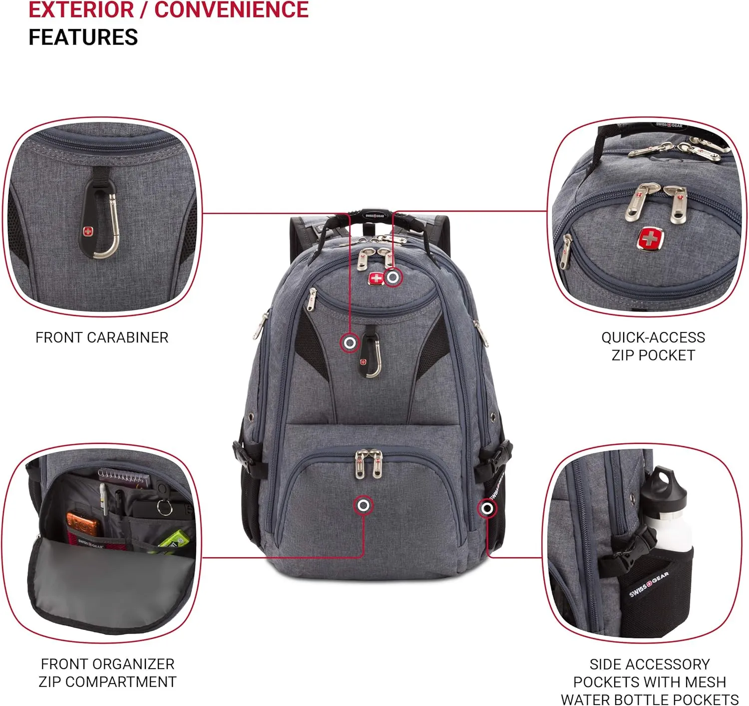 SwissGear 5977 ScanSmart Laptop Backpack, Grey, 17-Inch