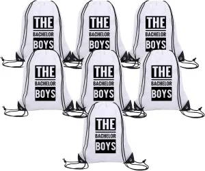 Syiomlis 7 pack bachelor boy party drawstring bags,bachelor party favors for men bags,Party accessories,drawstring pouch bag bachelor, (White)