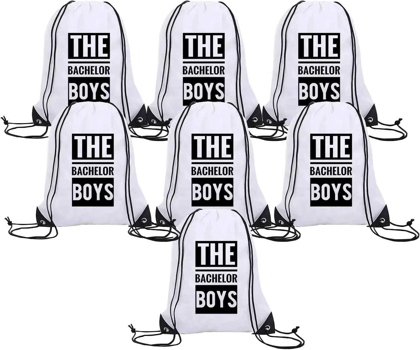 Syiomlis 7 pack bachelor boy party drawstring bags,bachelor party favors for men bags,Party accessories,drawstring pouch bag bachelor, (White)