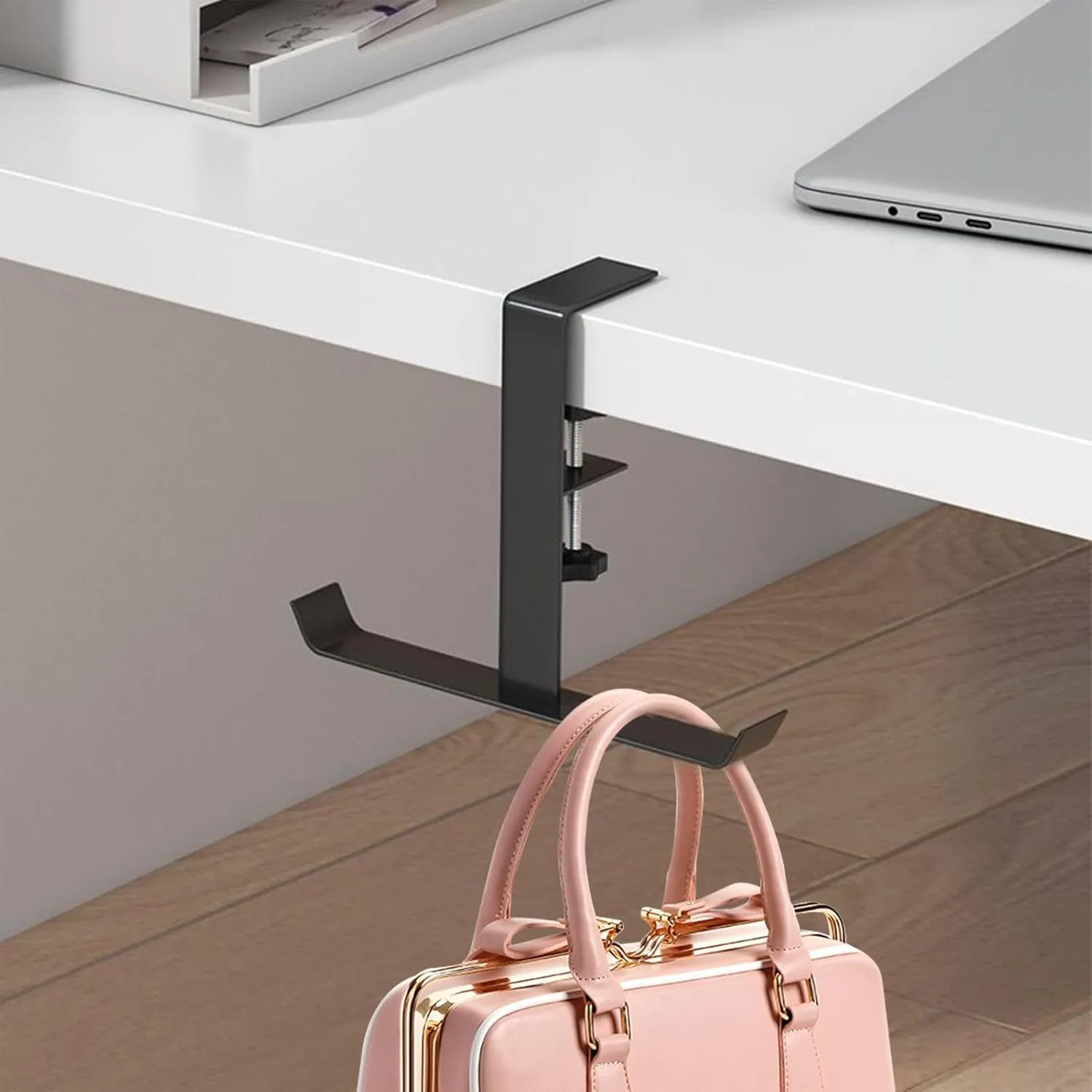 Table Hooks | 4X Adjustable Purse Hanger for Bags,Heavy Duty Desk Headphone Hanger, Christmas Stocking Hangers, Under Desk Hook for Reduce Desk Clutter