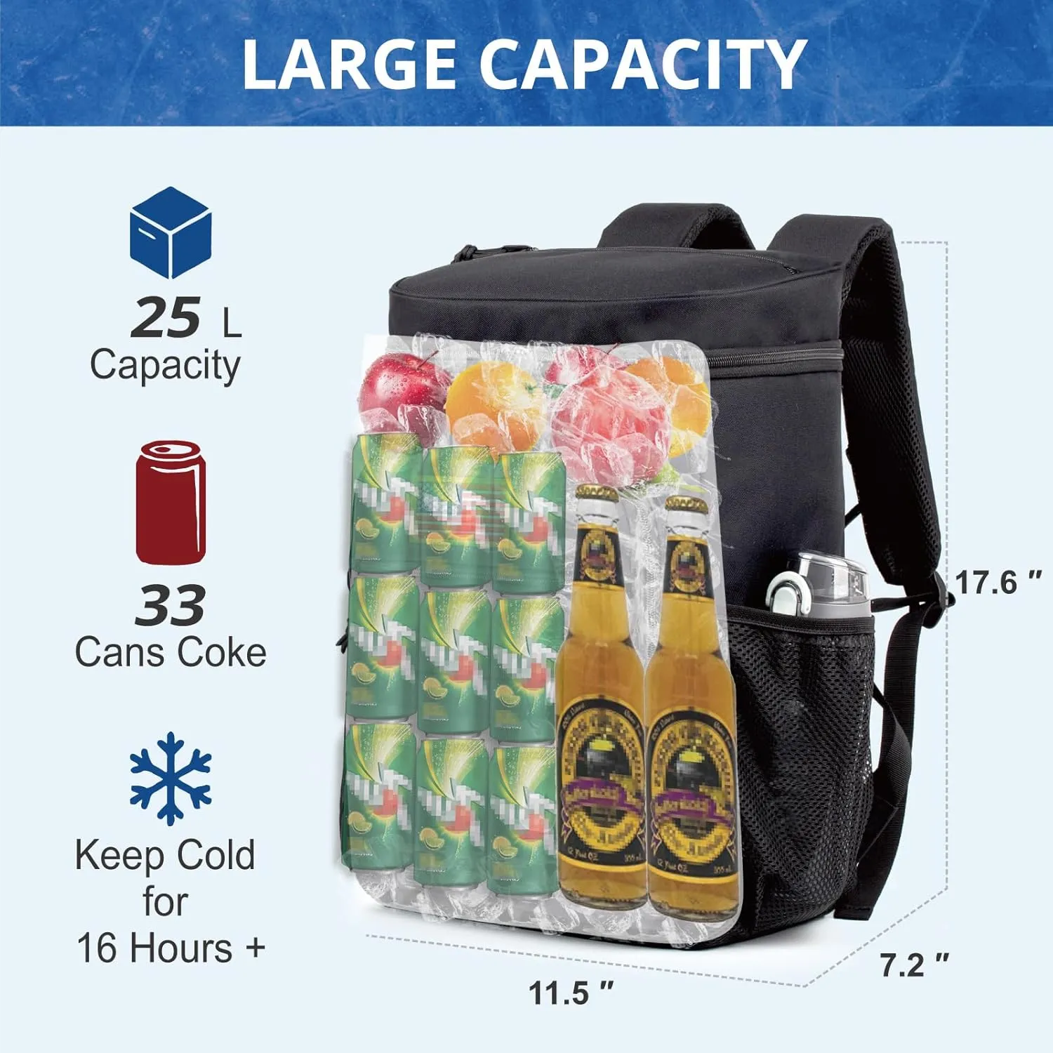 Tactical Backpack Cooler for Men, 25L Large Insulated Backpack Leak-Proof, Heavy Duty Lunch Backpack, Waterproof Ice Chest Bag Women Adults Work Daytrip Camping Beach Hiking