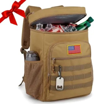 Tactical Backpack Cooler for Men, 25L Large Insulated Backpack Leak-Proof, Heavy Duty Lunch Backpack, Waterproof Ice Chest Bag Women Adults Work Daytrip Camping Beach Hiking