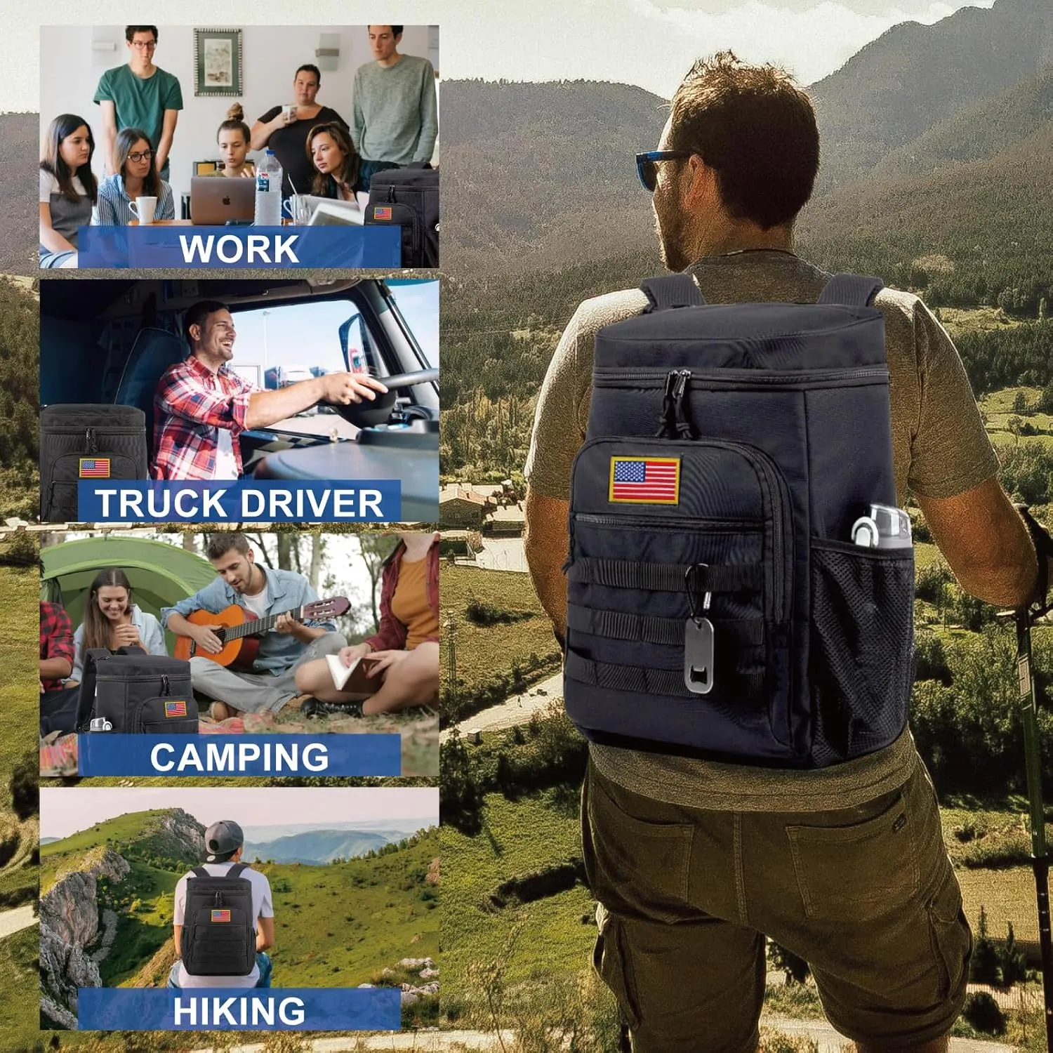 Tactical Backpack Cooler for Men, 25L Large Insulated Backpack Leak-Proof, Heavy Duty Lunch Backpack, Waterproof Ice Chest Bag Women Adults Work Daytrip Camping Beach Hiking