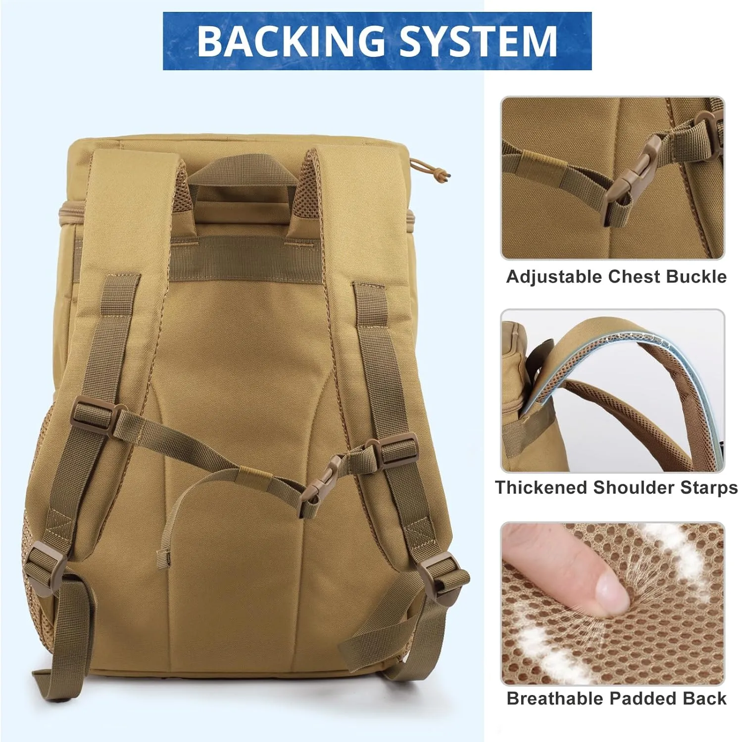 Tactical Backpack Cooler for Men, 25L Large Insulated Backpack Leak-Proof, Heavy Duty Lunch Backpack, Waterproof Ice Chest Bag Women Adults Work Daytrip Camping Beach Hiking