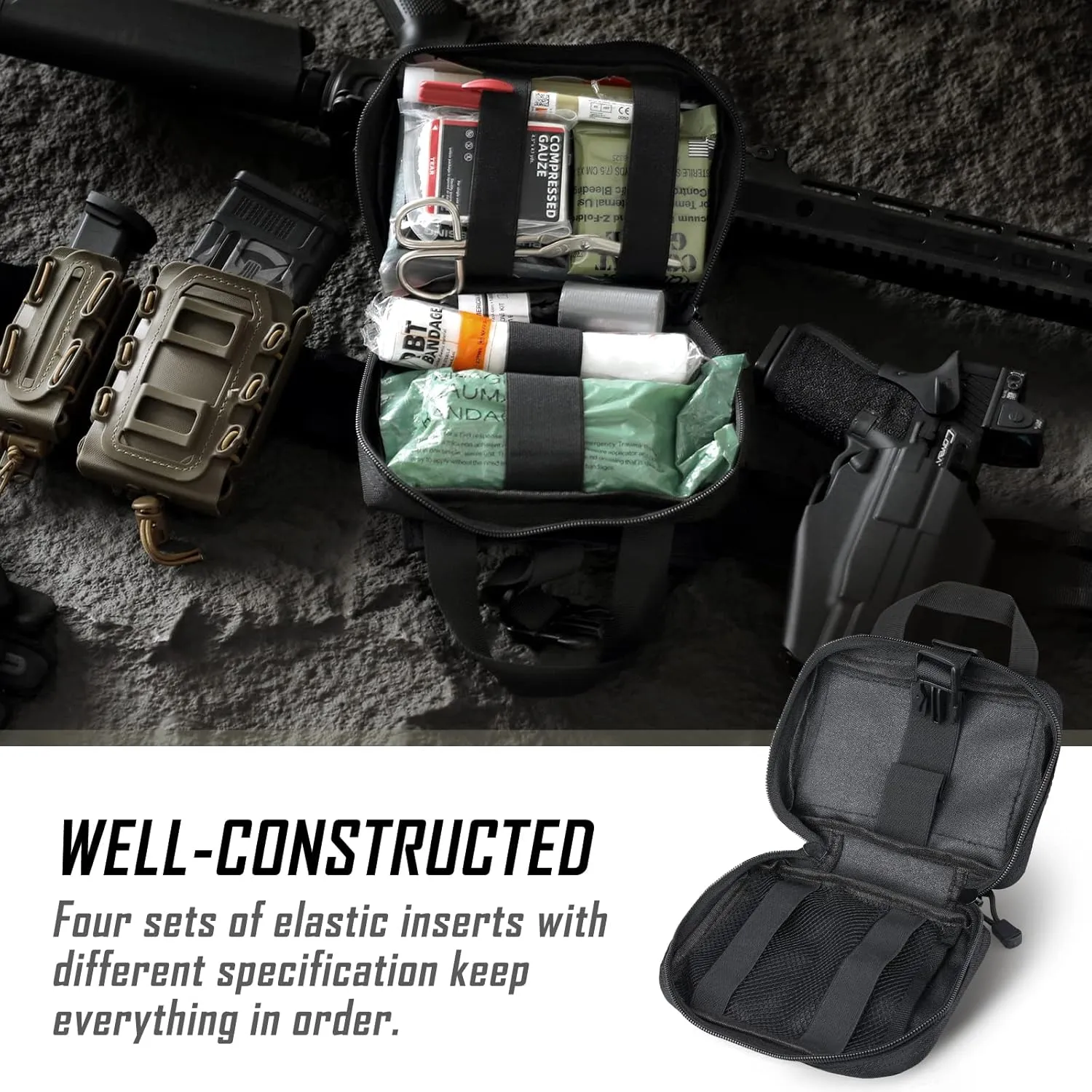 Tactical EMT Pouch, Rip Away Molle Medical Pouches IFAK Tear-Away First Aid Kit Emergency Survival Bag for Travel Outdoor Hiking