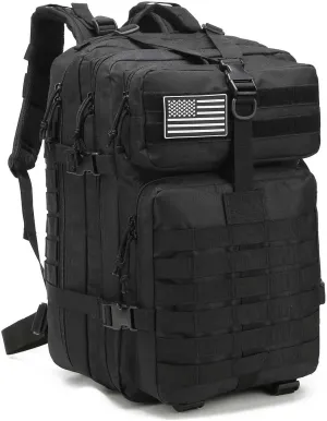 Tactical Military Backpack Gym Bags for Men, 45L Large Capacity MOLLE Backpacks Daypack 3-Day Assault Pack Bug Out Bag for Rucking Hiking Fishing Camping Hunting(Black)
