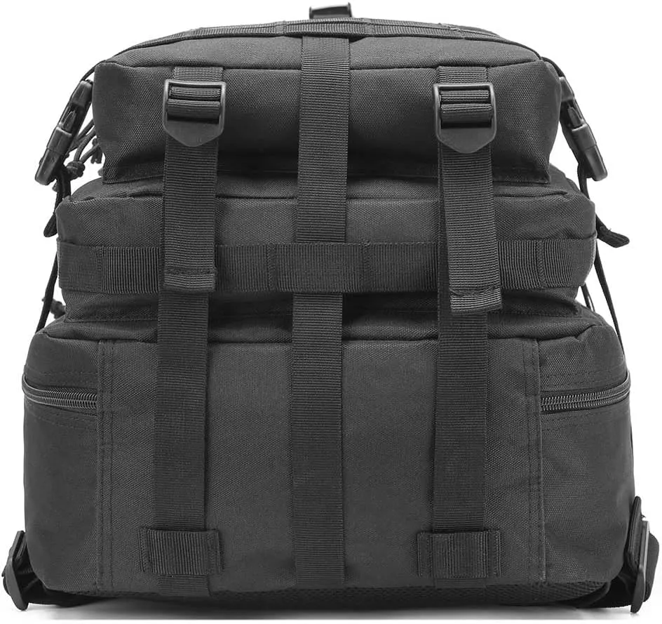 Tactical Military Backpack Gym Bags for Men, 45L Large Capacity MOLLE Backpacks Daypack 3-Day Assault Pack Bug Out Bag for Rucking Hiking Fishing Camping Hunting(Black)