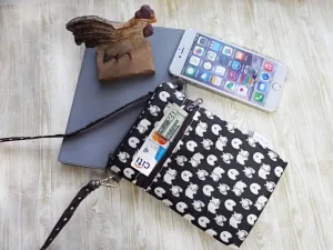 Tainada Women Crossbody Shoulder Travel Zippered Wallet Purse Clutch Phone Bag w/Detachable Strap (Hippo Pattern Black)