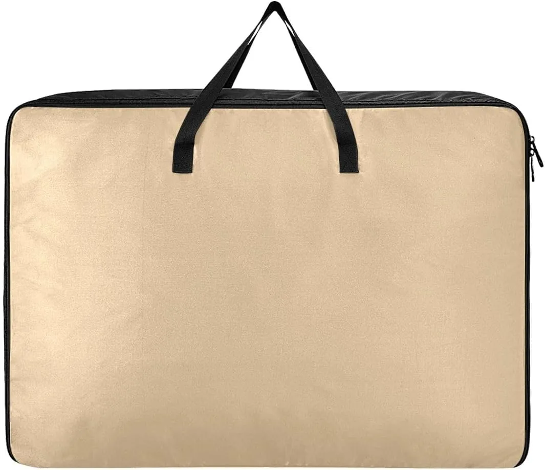 Tan Storage Bags, 27.5x19.7x11 In, Garment Storage Organizer Travel Cargo Duffel Bags Storage Organizer for Clothes, Bedding, Comforter