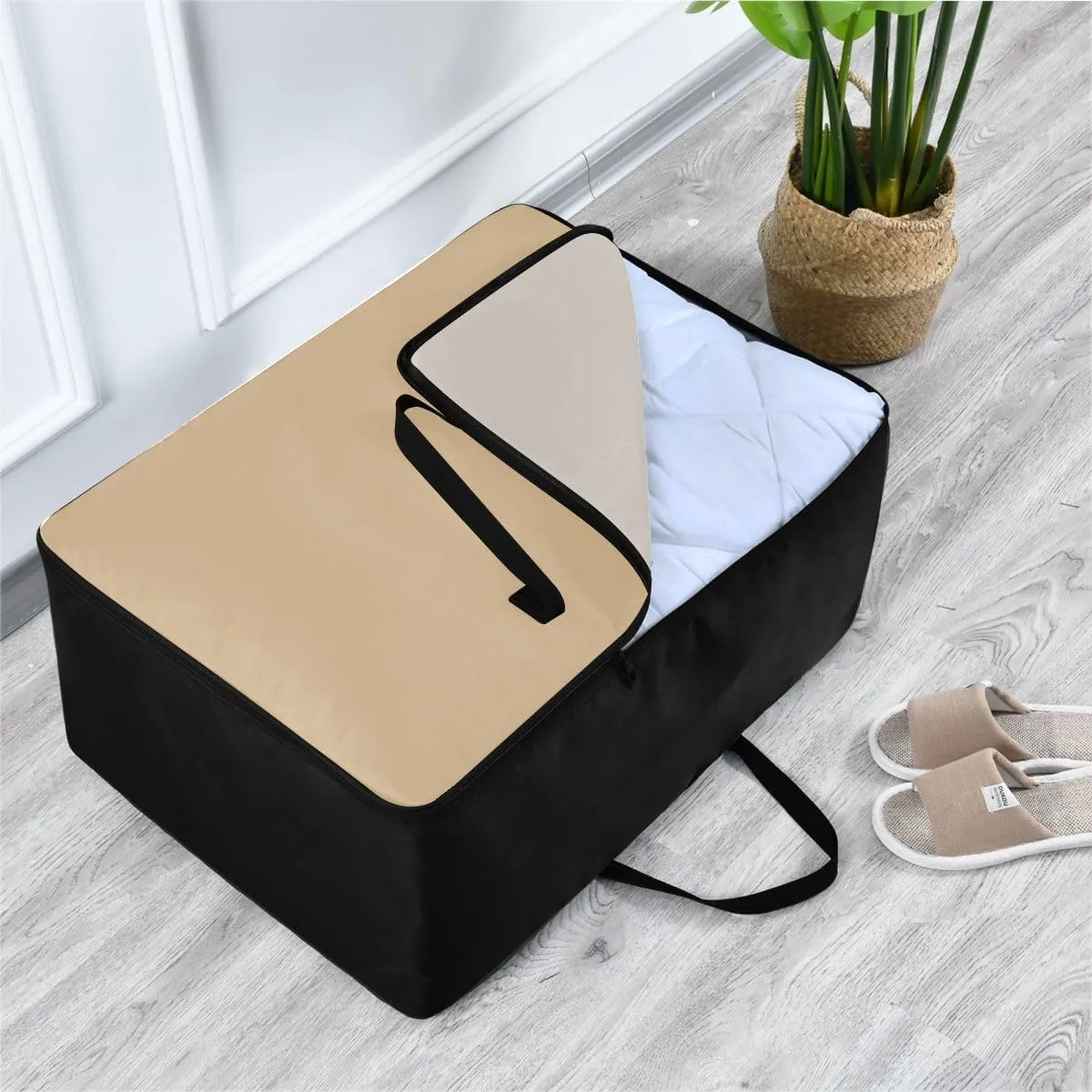 Tan Storage Bags, 27.5x19.7x11 In, Garment Storage Organizer Travel Cargo Duffel Bags Storage Organizer for Clothes, Bedding, Comforter