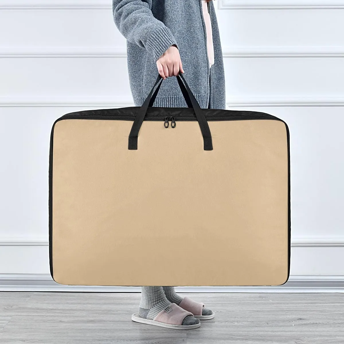 Tan Storage Bags, 27.5x19.7x11 In, Garment Storage Organizer Travel Cargo Duffel Bags Storage Organizer for Clothes, Bedding, Comforter