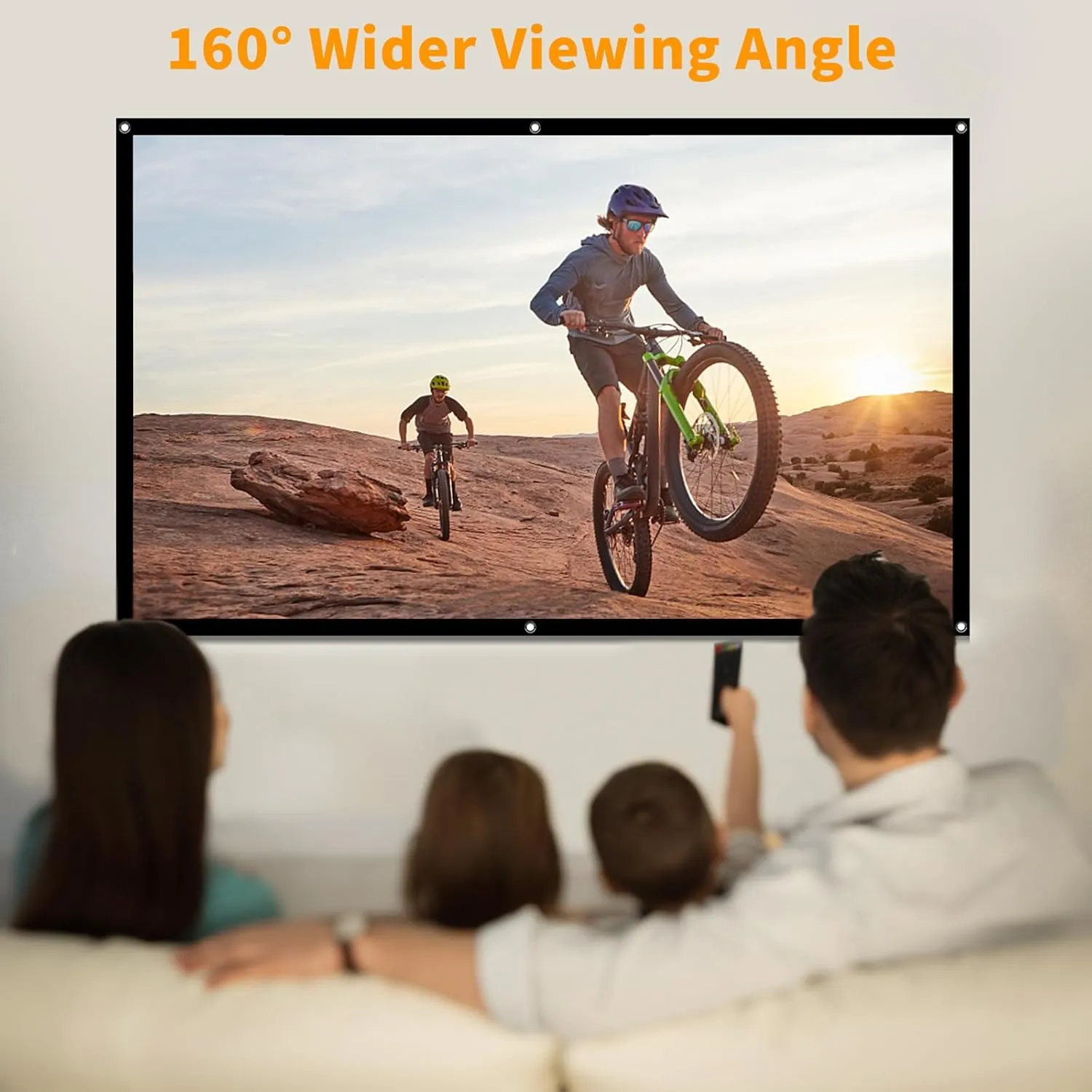 Taotique Projector Screen 72 inch, Movie Projector Screen 16:9 HD Foldable and Portable Anti-Crease Indoor Outdoor Projection Double Sided Video Projector Screen for Home, Party, Office, Classroom