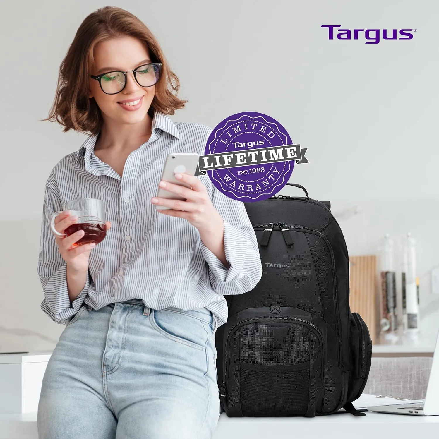 Targus 16 Inch Groove Laptop Backpack, Black - Fits Most Laptops up to 16", Water Resistant Travel Backpack for Business Commuters and Travel (CVR600)