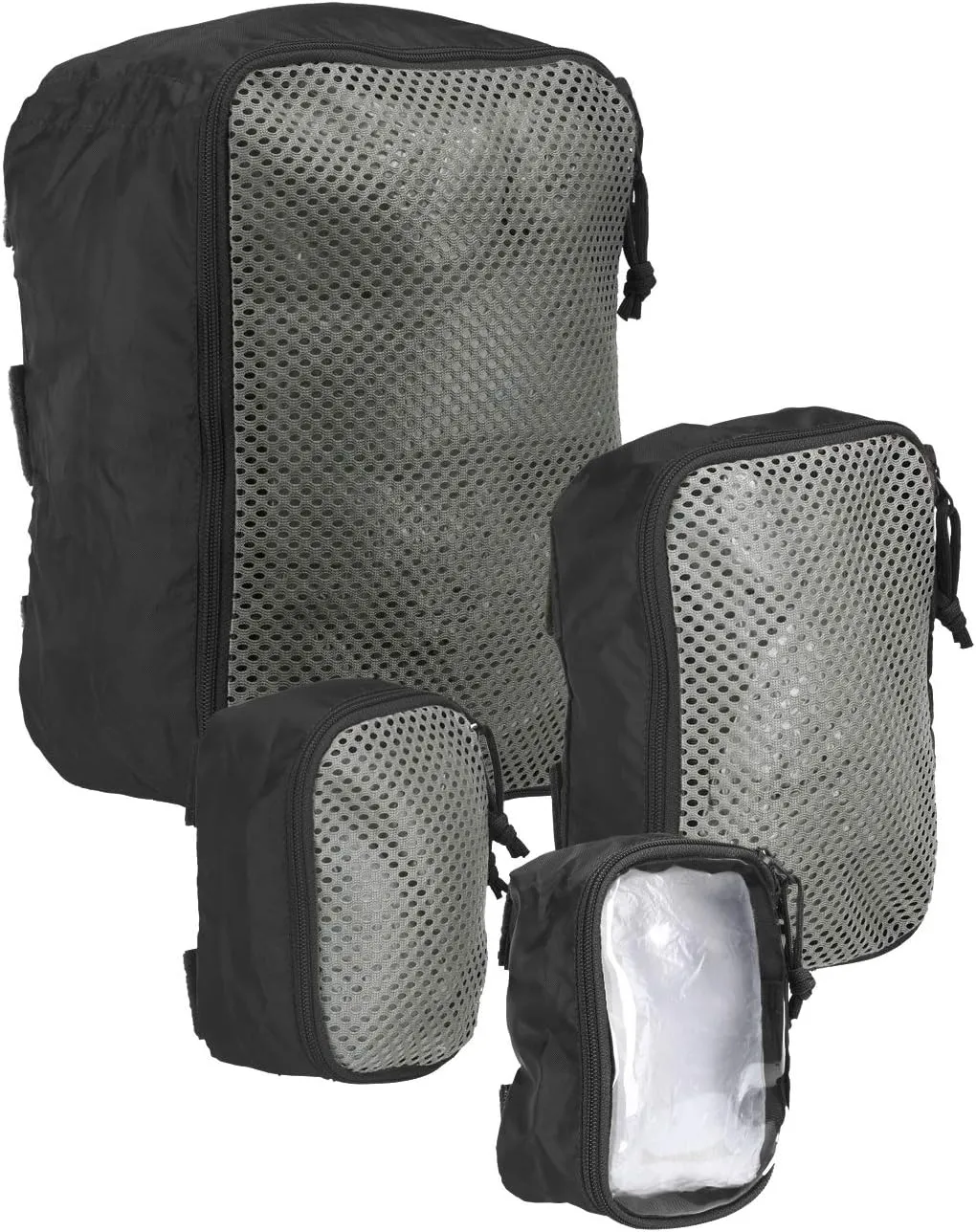 Tasmanian Tiger Modular Tactical Packing Cubes Set - Four Flexible Mesh Pouches with Modular Fastening Multiple Sizes
