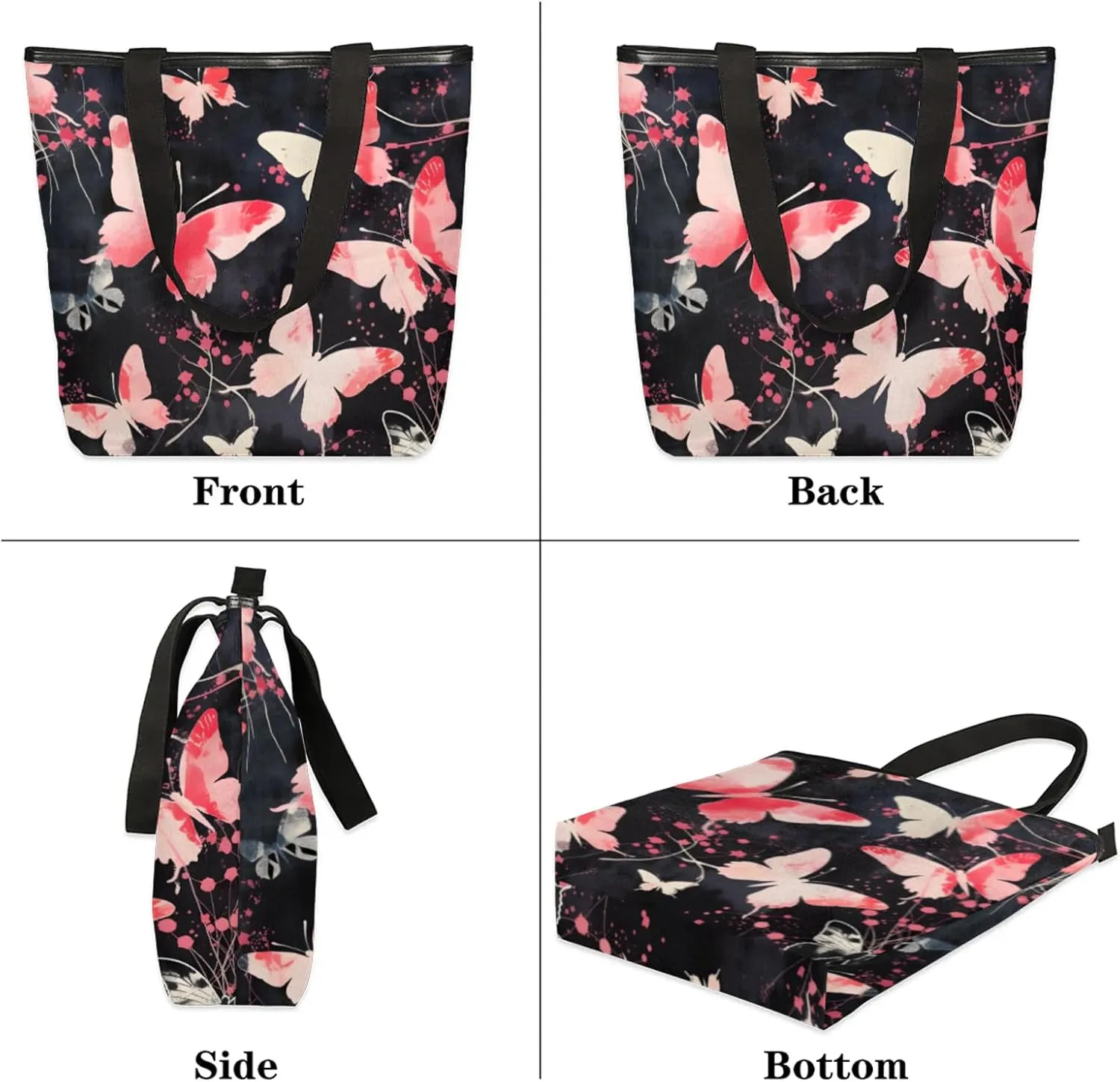 Tavisto Spacious Canvas Tote Bag for Women, Zippered Shoulder Bag with Inner Pocket Perfect for Beach, Books, Shopping