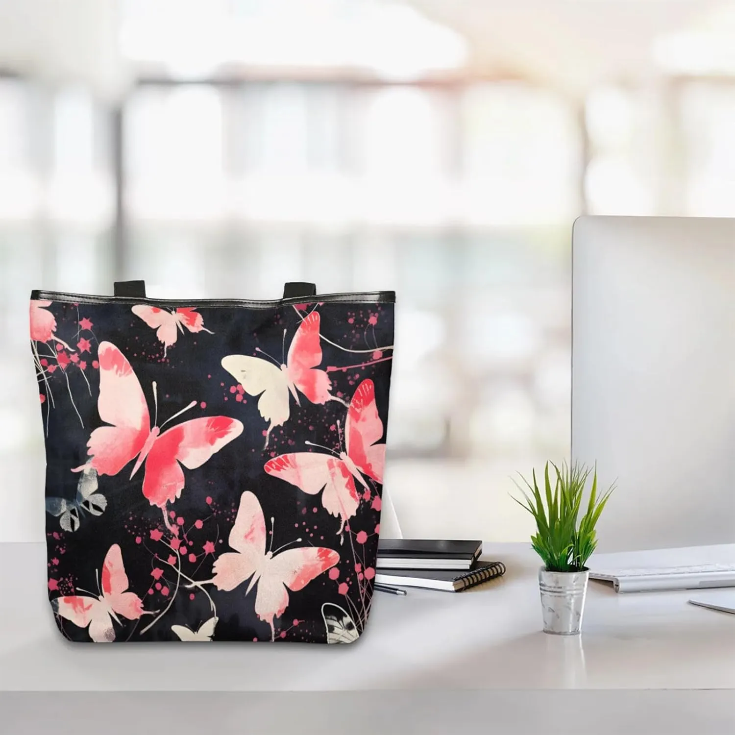 Tavisto Spacious Canvas Tote Bag for Women, Zippered Shoulder Bag with Inner Pocket Perfect for Beach, Books, Shopping