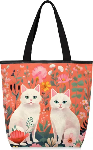 Tavisto Women’s Large Canvas Tote Bag, Zippered Handbag with Inner Pocket Suitable for Beach, Books, Grocery Shopping