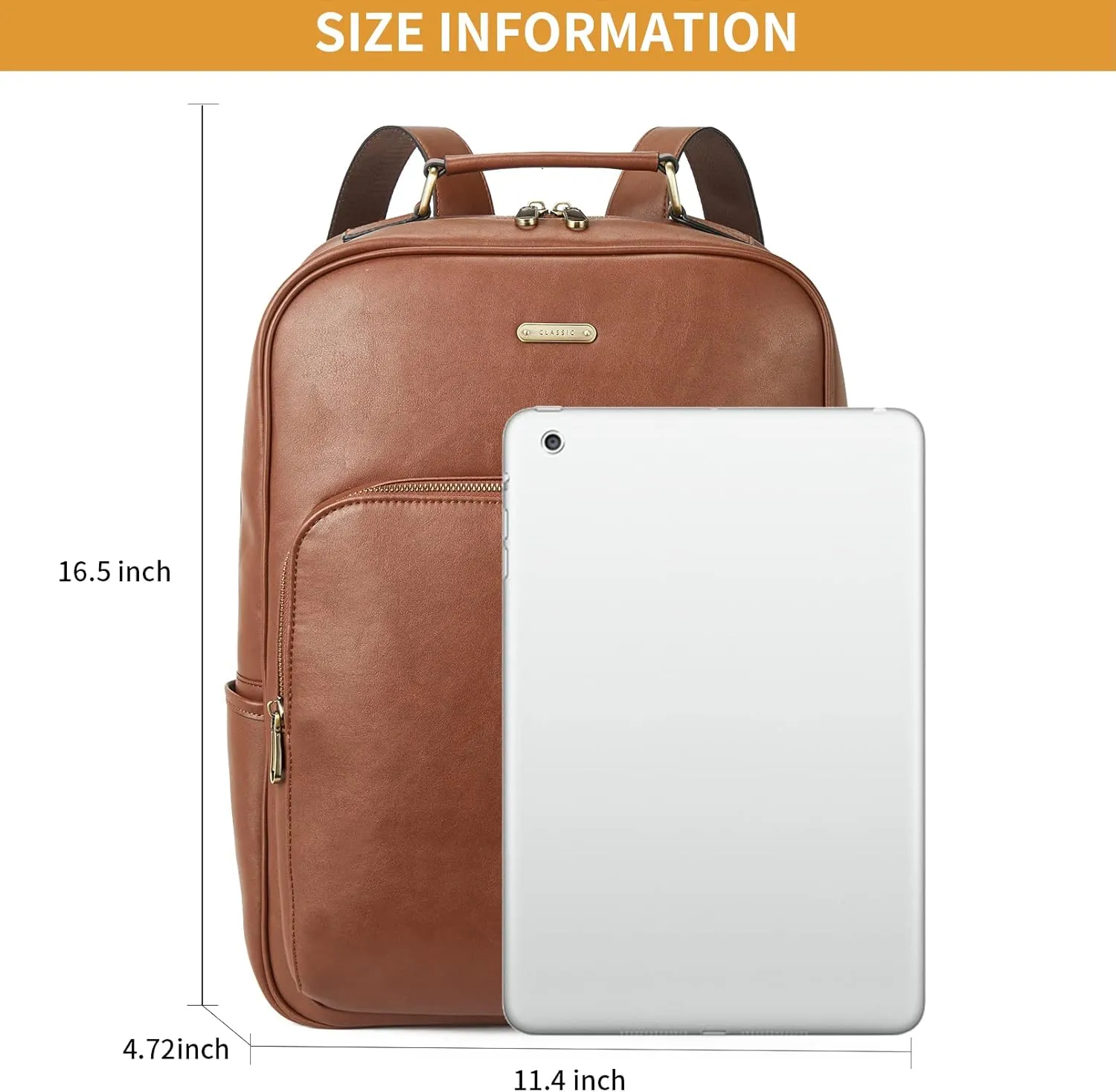 Telena Leather Laptop Backpack for Women College Casual 15.6 inch Work Computer Bag Brown