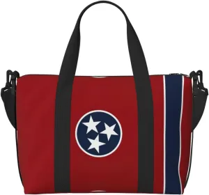 Tennessee State Flag Zippered Tote Bags For Women,Duffle Bag For Men,Spacious Travel Bag For Weekend Getaways