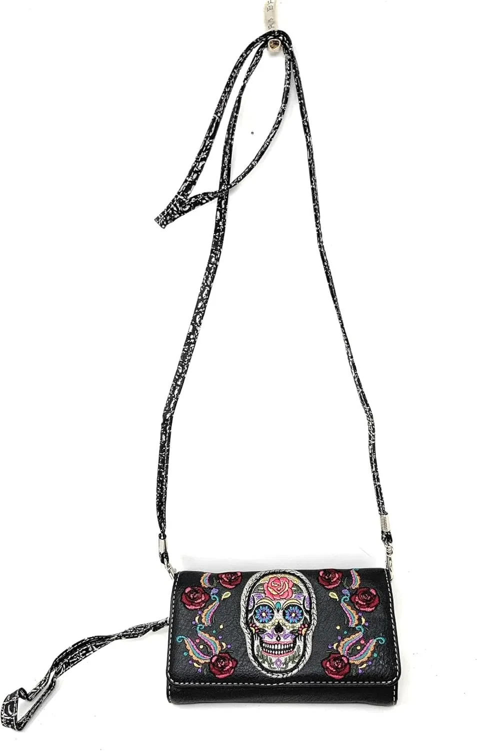 Texas West Women's Embroidered Metal Skull Purse Handbag and Wallet set in 7 colors