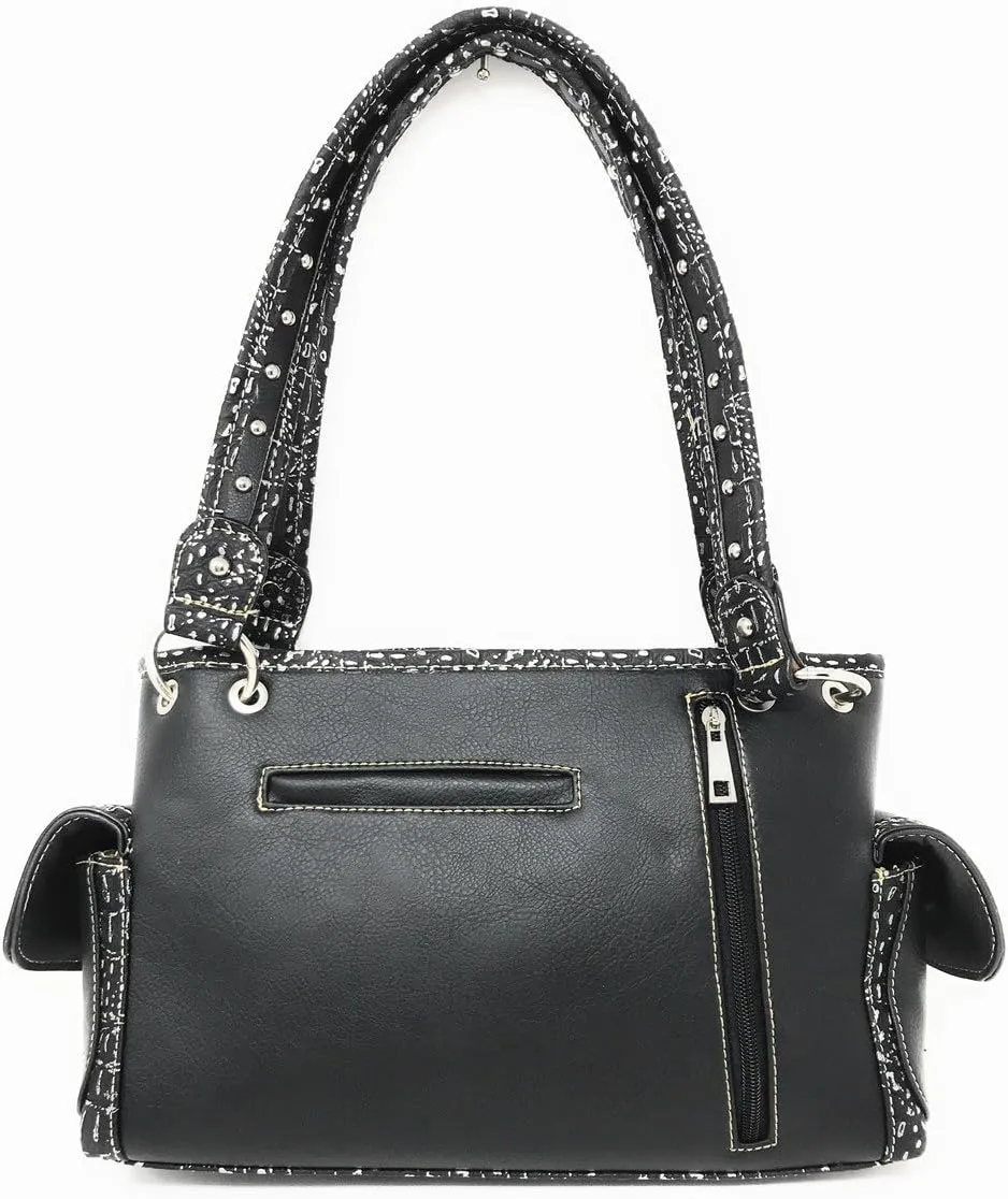 Texas West Women's Embroidered Metal Skull Purse Handbag and Wallet set in 7 colors