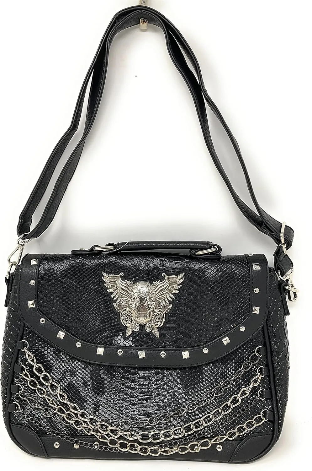 Texas West Women's Embroidered Metal Skull Purse Handbag and Wallet set in 7 colors