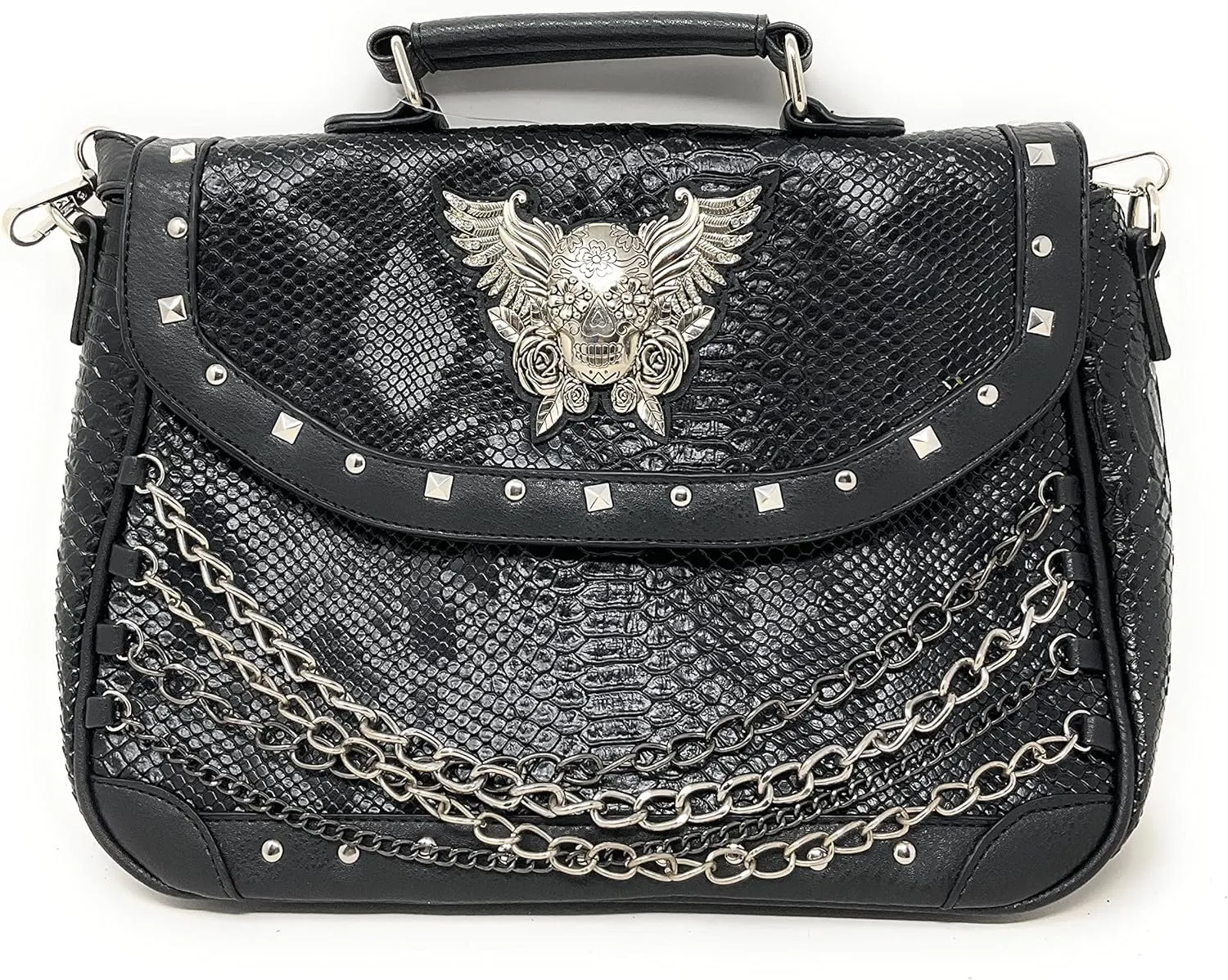 Texas West Women's Embroidered Metal Skull Purse Handbag and Wallet set in 7 colors