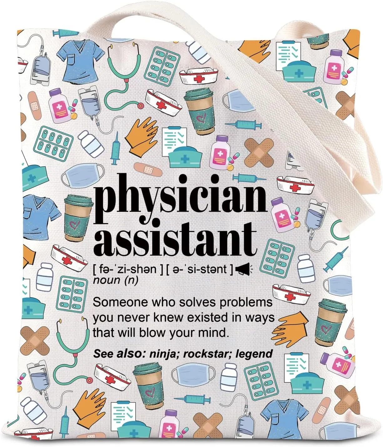TGBJE PA Definition Tote Bag Best Future Physicians Assistant Ever Gifts Medical Physician Shoulder Bags
