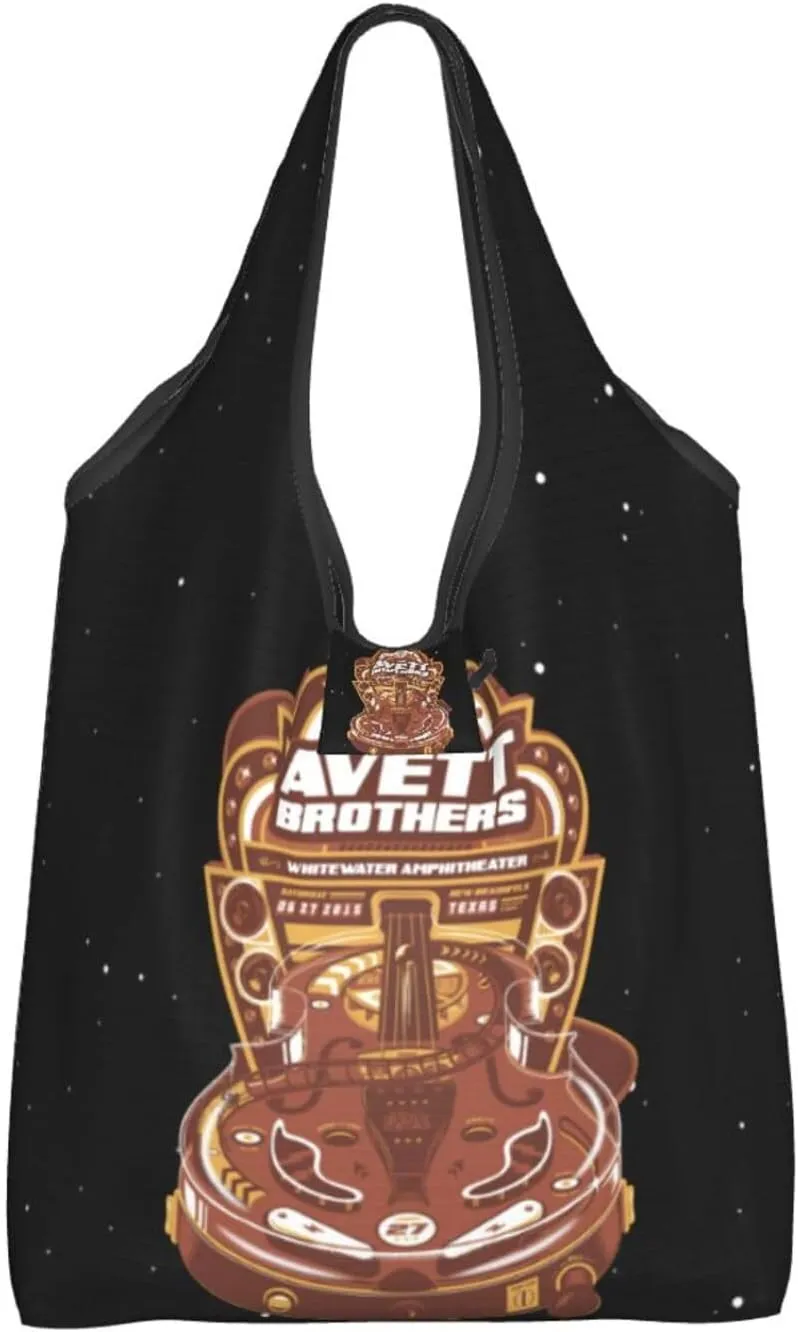 The Avett Musics Brothers Foldable Portable Shopping Shoulder Tote for Women Weekender Handbag Reusable Grocery Bag