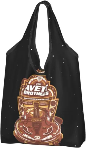 The Avett Musics Brothers Foldable Portable Shopping Shoulder Tote for Women Weekender Handbag Reusable Grocery Bag