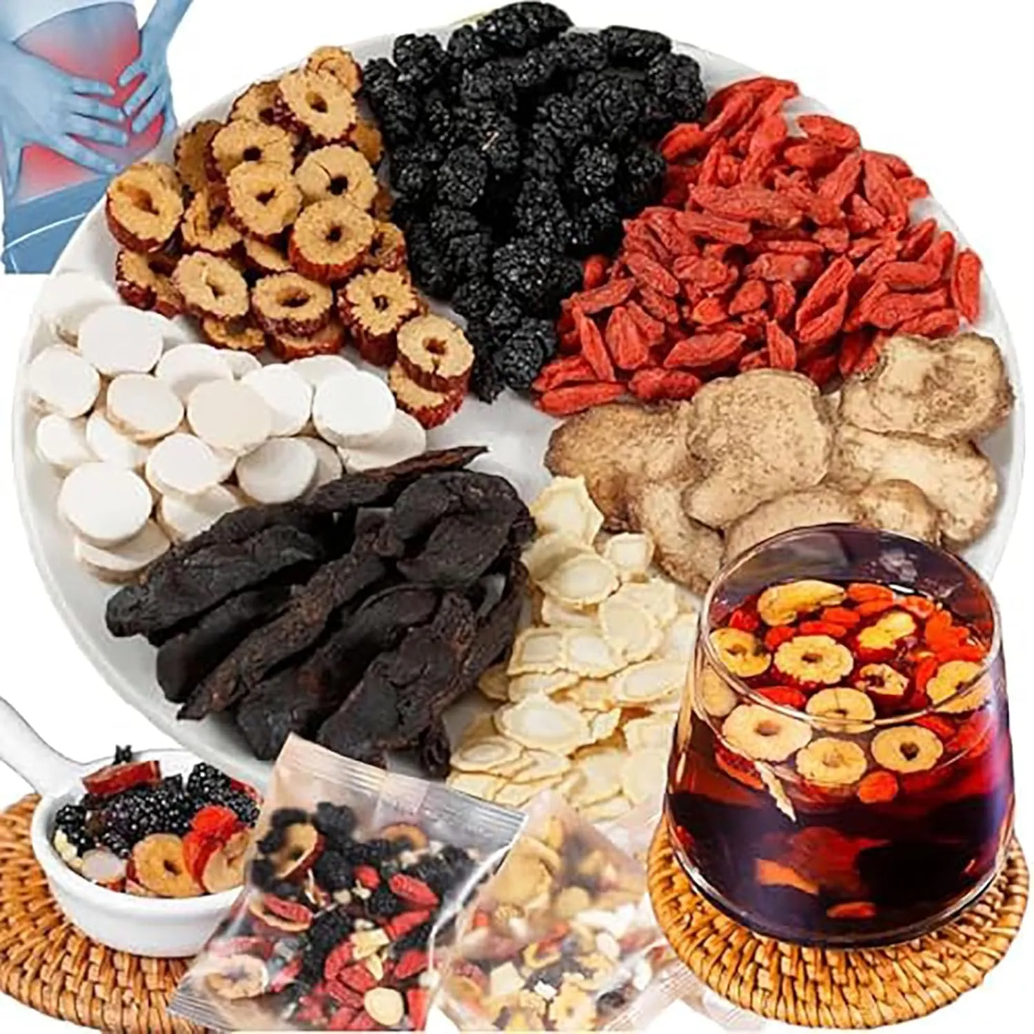 The Para Limpiar Los Riñones, Ginseng Six Treasure Tea, 30bag Kidney Tea Formula Ginseng Five Treasure Tea, Organic Kidney Cleanse Tea, Healthy Kidney Cleansing Tea for Men & Women (30bag/3boxes)