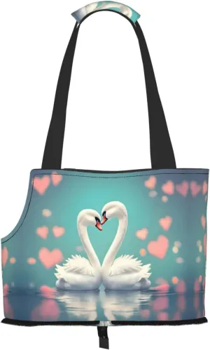 The Swan in Love Printed Pet Shoulder Bag, Specially Designed for Small Dogs and Cats, Multifunctional Shoulder and Handbag