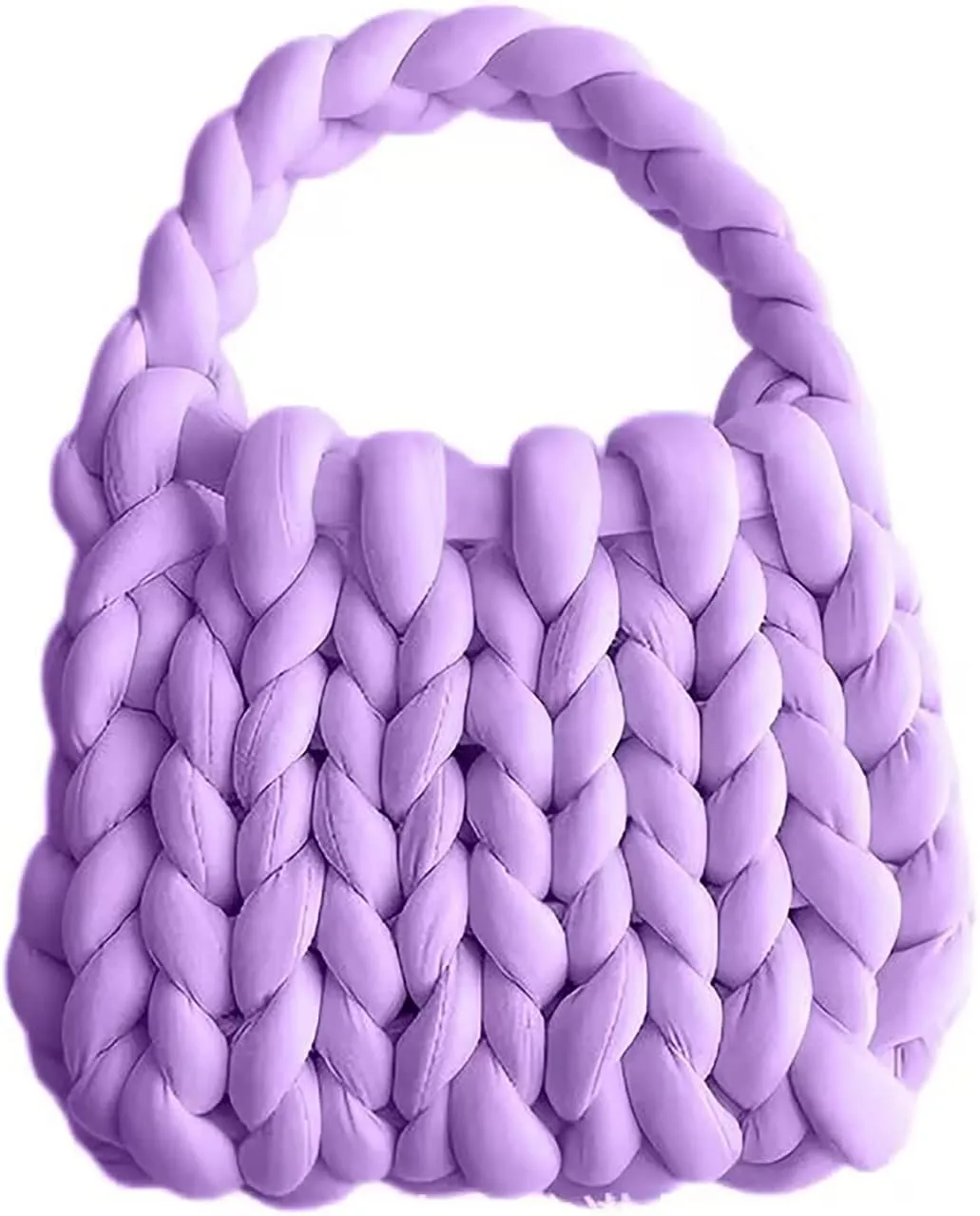 Thick Bulky Giant Wool Handwoven Handbag,Chunky Yarn Knit Shoulder Bag,Casual Soft Purse,Braided DIY Bucket Bag