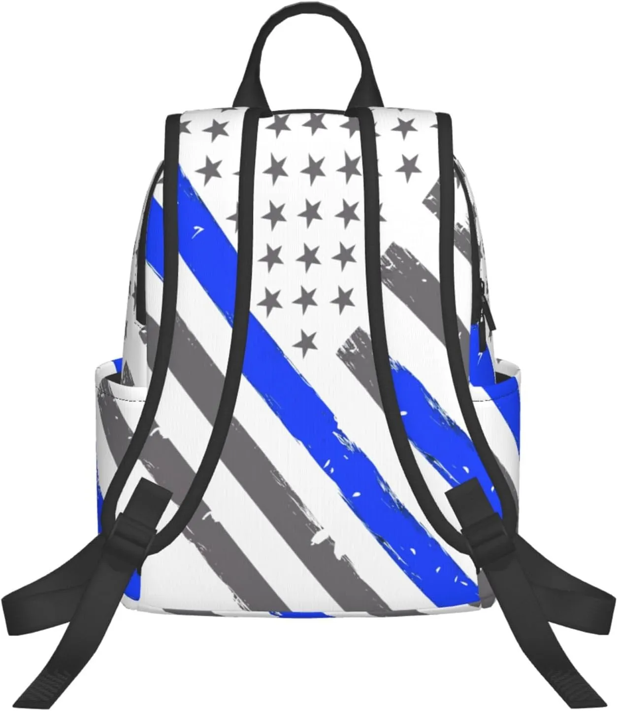 Thin Blue Line American Flag Casual Backpacks Laptop Backpack Outdoor Travel Rucksack Sport Carry-On Daypack Lightweight Bag with Multi-Pockets